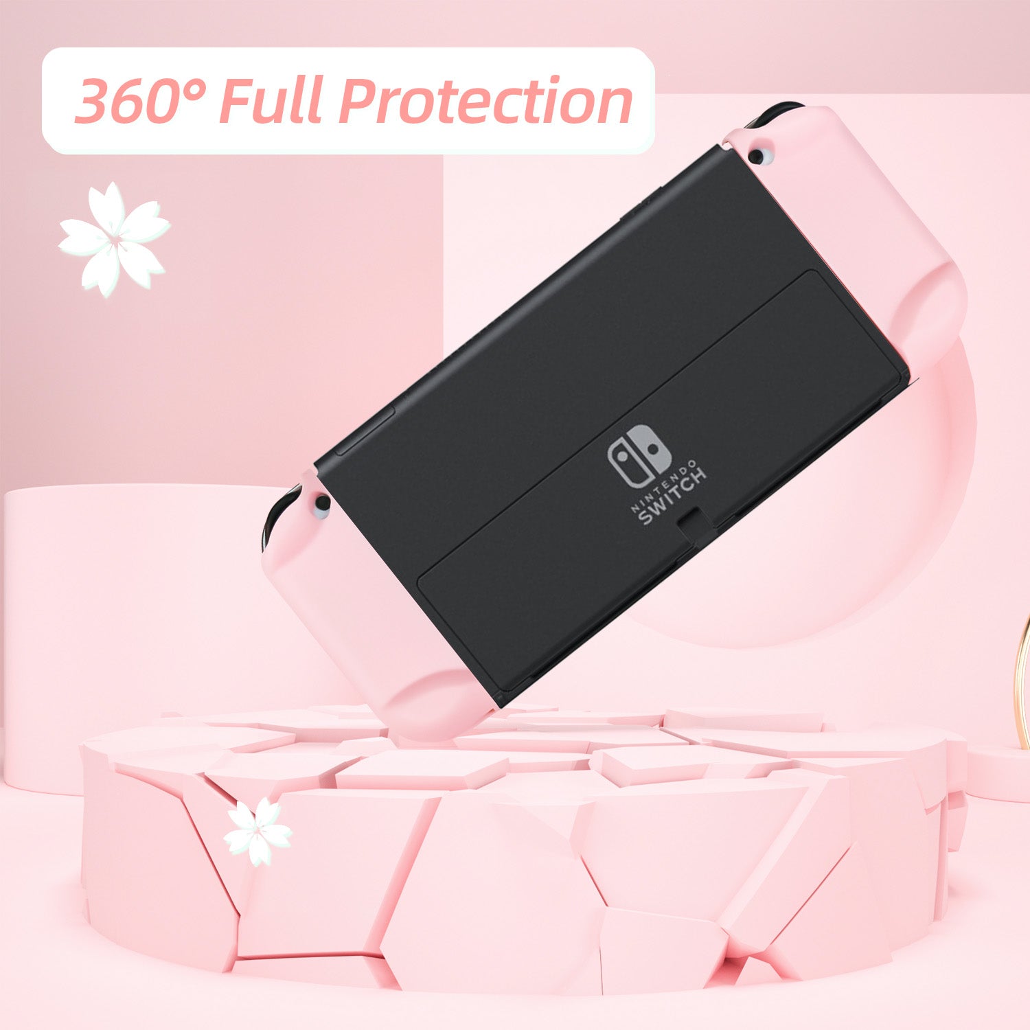 Nintendo Switch OLED Sakura Cherry Pink Protective Shell Case for 2021 Switch OLED, Dockable Anti-Scratch Slim Case with Cherry Joytick Caps Nintendo Switch OLED Sakura Cherry Pink Protective Shell Case for 2021 Switch OLED, Dockable Anti-Scratch Slim Case with Cherry Joytick Caps